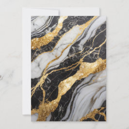 Convites Padrão de Mármore Preto e Branco com Ouro