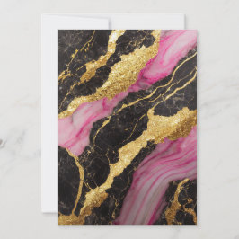 Convites Padrão de Mármore Preto Rosa com Ouro