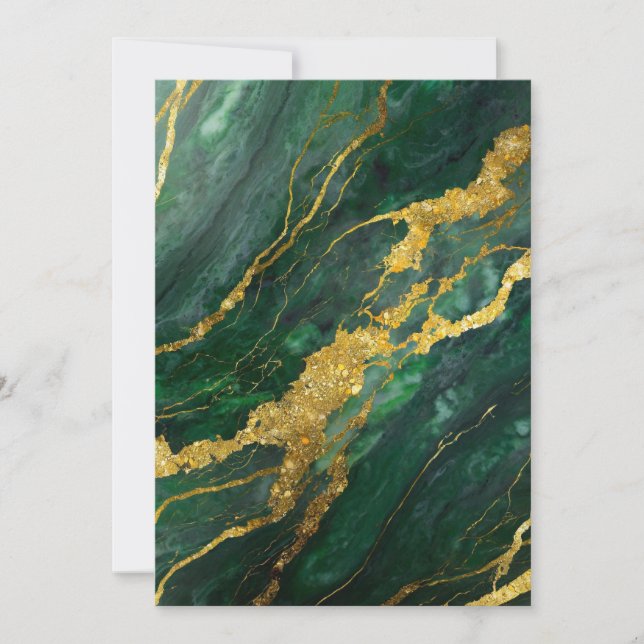 Convites Padrão de Mármore Verde com Ouro (Frente)