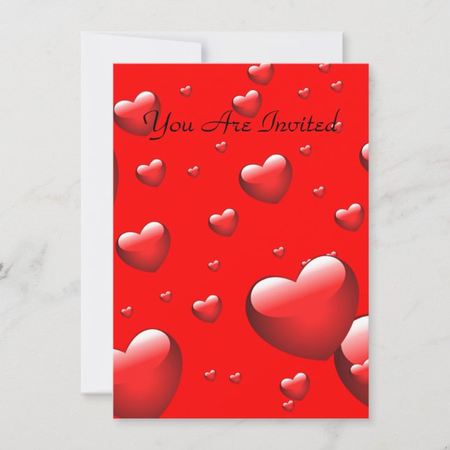 Convites Padrão de muitos coração flutuante. (Frente)