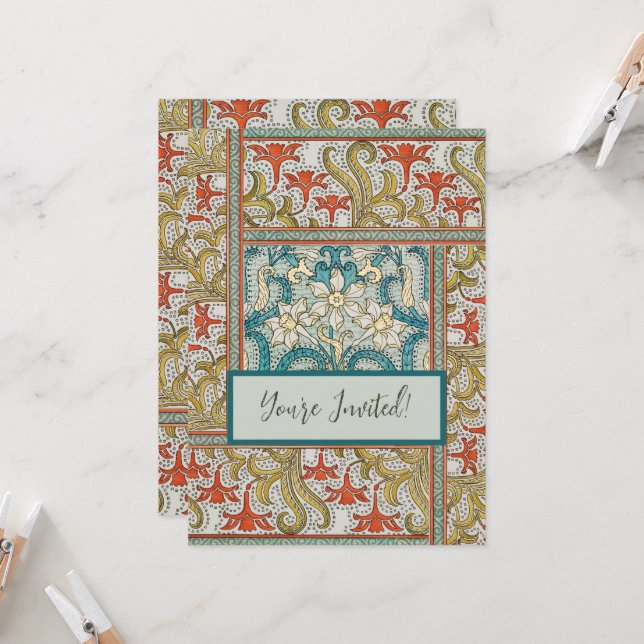 Convites Padrão de Narciso Art Nouveau Antigo Verneuil (Frente/Verso In Situ)