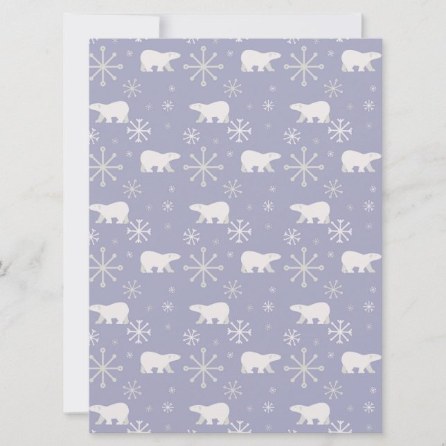 Convites Padrão de Natal com ursos polares e flocos de neve (Frente)