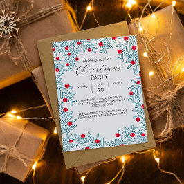 Convites Padrão de Natal de Galho de Pinheiro Moderno e Fru