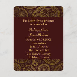 Convites padrão de paisley vintage burgundy para casamento