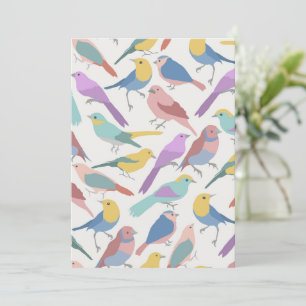 Convites Padrão de Pássaros Cantores Pastel Aves Lindas em 