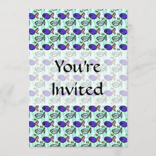 Convites Padrão de Peixe. Peixe Azul Fantasma.