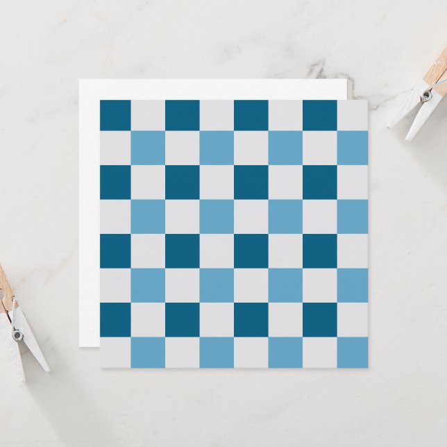 Convites Padrão De Quadro De Verificação Branco E Azul (Frente/Verso In Situ)