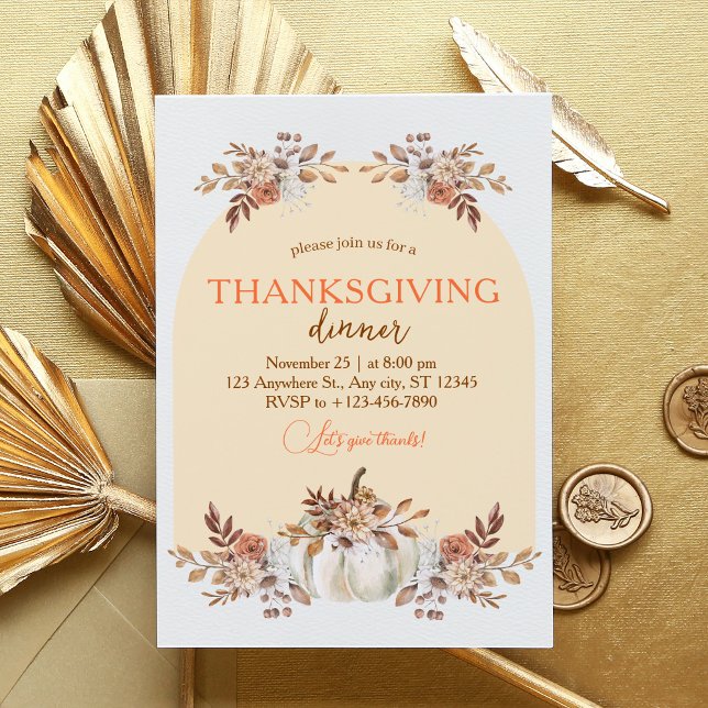 Convites Padrão de Recolha de outono de Colheita de Cozy (Rustic Autumn Bliss Thanksgiving Dinner Invitation)