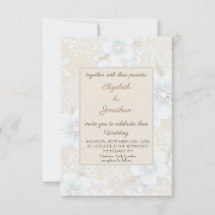 Convites Padrão de Renda Elegante Estilo Francês Casamento 