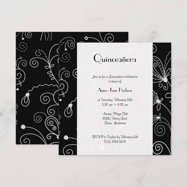 Convites Padrão De Rochas, Padrão De Rochas, Quinceanera (Frente/Verso)