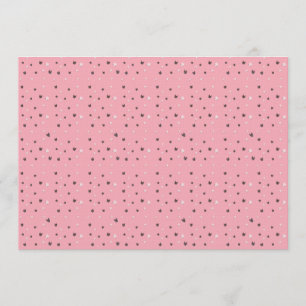 Convites Padrão de Rostos de Gato Mínimos em Rosa – Pastel 