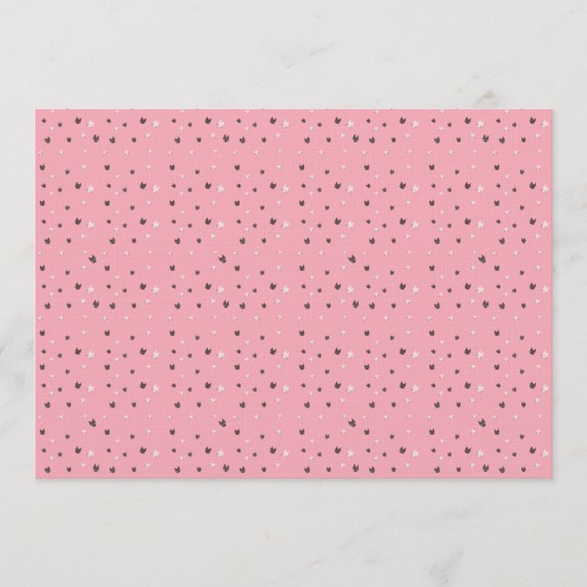 Convites Padrão de Rostos de Gato Mínimos em Rosa – Pastel  (Frente)