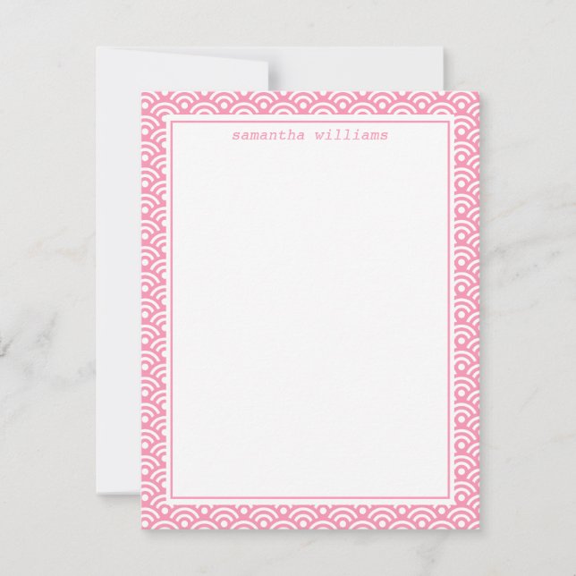 Convites Padrão de Seigaiha Japonês Rosa (Frente)