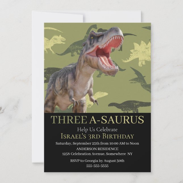 Convites Padrão de T Rex de Dinossauro Jurassic World  (Frente)