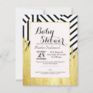 Convites Padrão de Traços de Tinta Dourados e Stripes Leg