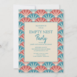 Convites Padrão de Ventilador de Shell Azul Vermelho Vazio 