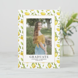 Convites Padrão de Verde Limão Aquarela Foto Graduação