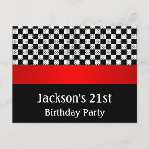 Convites Padrão de verificação de preto e branco Festa d