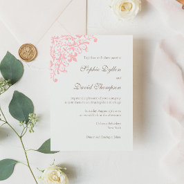 Convites Padrão Elegante Flor de Lis Rosa da Regência Franc