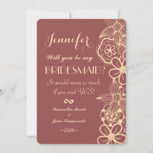 Convites Padrão Floral Amarelo Marsala Vermelho e Creamy