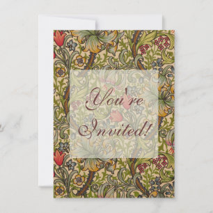 Convites Padrão Floral Antigo Lírio Dourado de William Morr