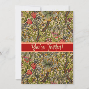 Convites Padrão Floral Antigo Lírio Dourado de William Morr