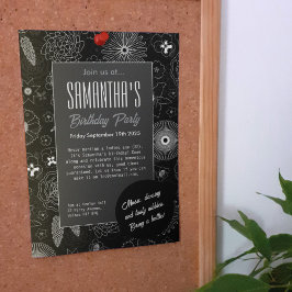 Convites Padrão Floral Azul e Roxo Minimalista Moderno