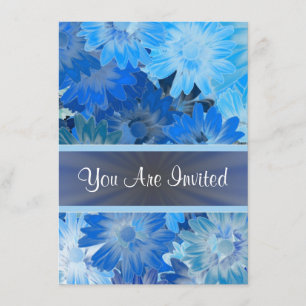 Convites Padrão floral azul em qualquer ocasião