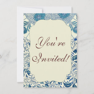 Convites Padrão floral azul Vintage
