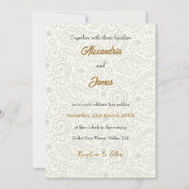 Convites Padrão floral branco de casamento