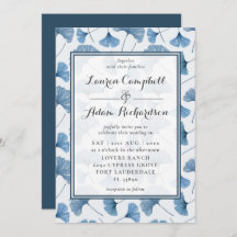 Padrão Floral Casamento Azul e Branco