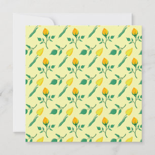 Convites Padrão floral com rosa amarela e flores tulipas