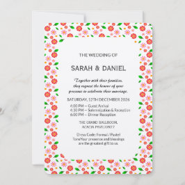 Convites Padrão Floral Minimalista Moderno fundo branco
