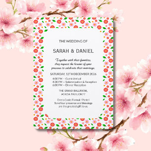 Convites Padrão Floral Minimalista Moderno fundo branco