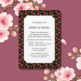 Convites Padrão Floral Minimalista Moderno fundo preto