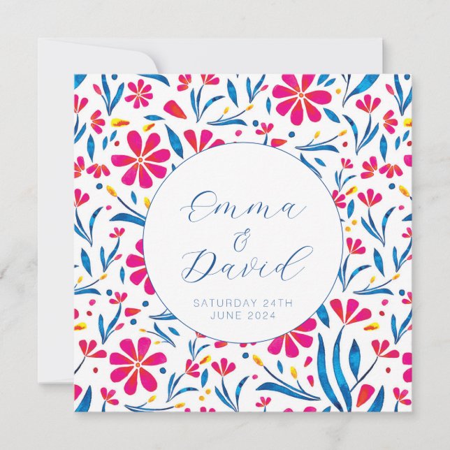 Convites Padrão Floral Personalizado Edificante (Frente)