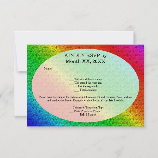 Convites Padrão Floral Rainbow Autumn Wedding (Frente)