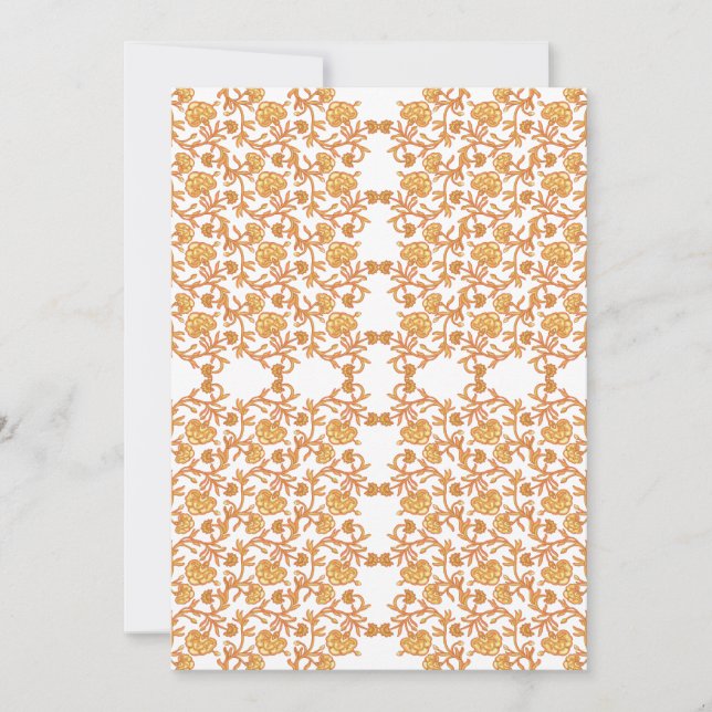 Convites Padrão floral simétrico com mosca laranja (Frente)
