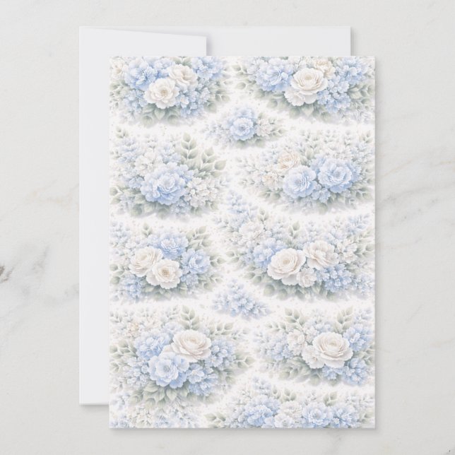 Convites Padrão Floral SoftBlue Elegante Botânico Romântico (Frente)