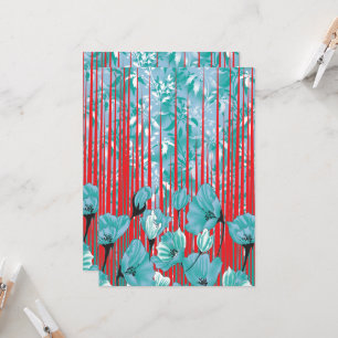 Convites Padrão floral vibrante com flores de turquesa, ver