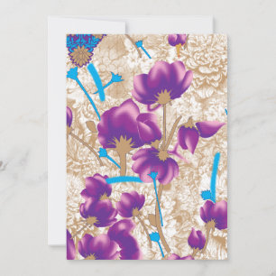 Convites Padrão floral vibrante com púrpura e azul f