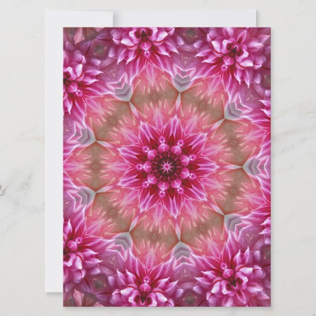 Convites Padrão Geométrico de Flor Cor-de-Rosa Mandala - 67 (Frente)