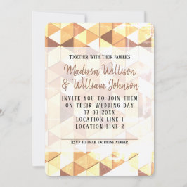 Convites Padrão geométrico dourado castanho dourado Casamen