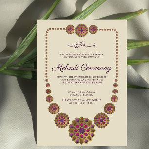 Convites Padrão Geométrico Islâmico Floral e Elegante Mehnd