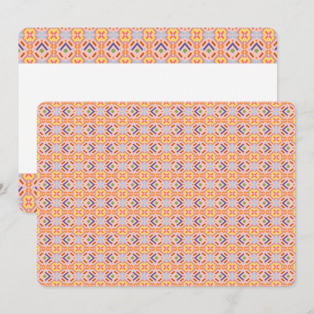 Convites Padrão Geométrico Mosaico Pixel Pastel Retro (Frente/Verso)