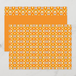 Convites Padrão Geométrico Pixelado Pastel em Laranja Vibra