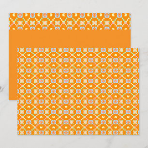 Convites Padrão Geométrico Pixelado Pastel em Laranja Vibra