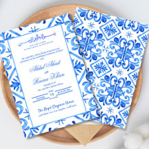 Padrão Islâmico de Casamento Marroquino Azul e Bra