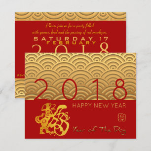 Convites Padrão japonês Cão Dourado Ano 2018 vermelho 4,
