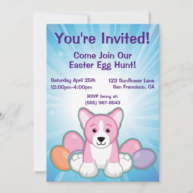 Convites Padrão Lil Primavera Corgi (Frente)